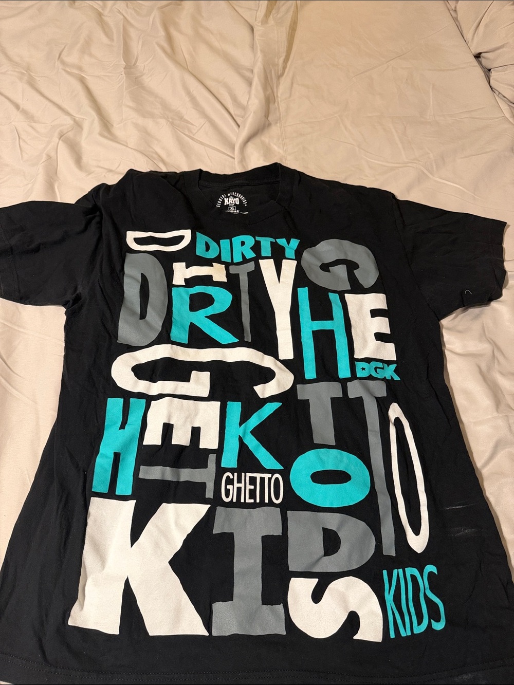 DGK Black Tee with Teal, Gray & White Graphic